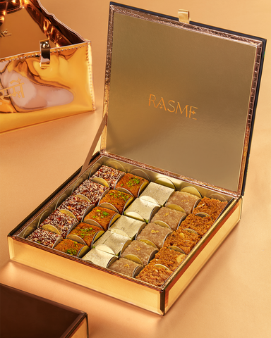 Glass Box with Assorted Mithai 25 Pcs