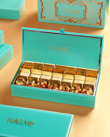 Glass Box with Assorted Mithai 21 Pcs