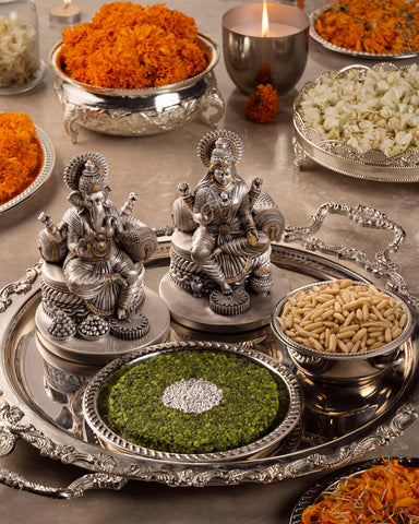 Silver Celebration Set with Mithai & Dry Fruits